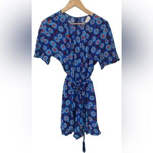 Kate Spade Romper Size Small Tangier Floral Blue Red Colorful Spring Designer